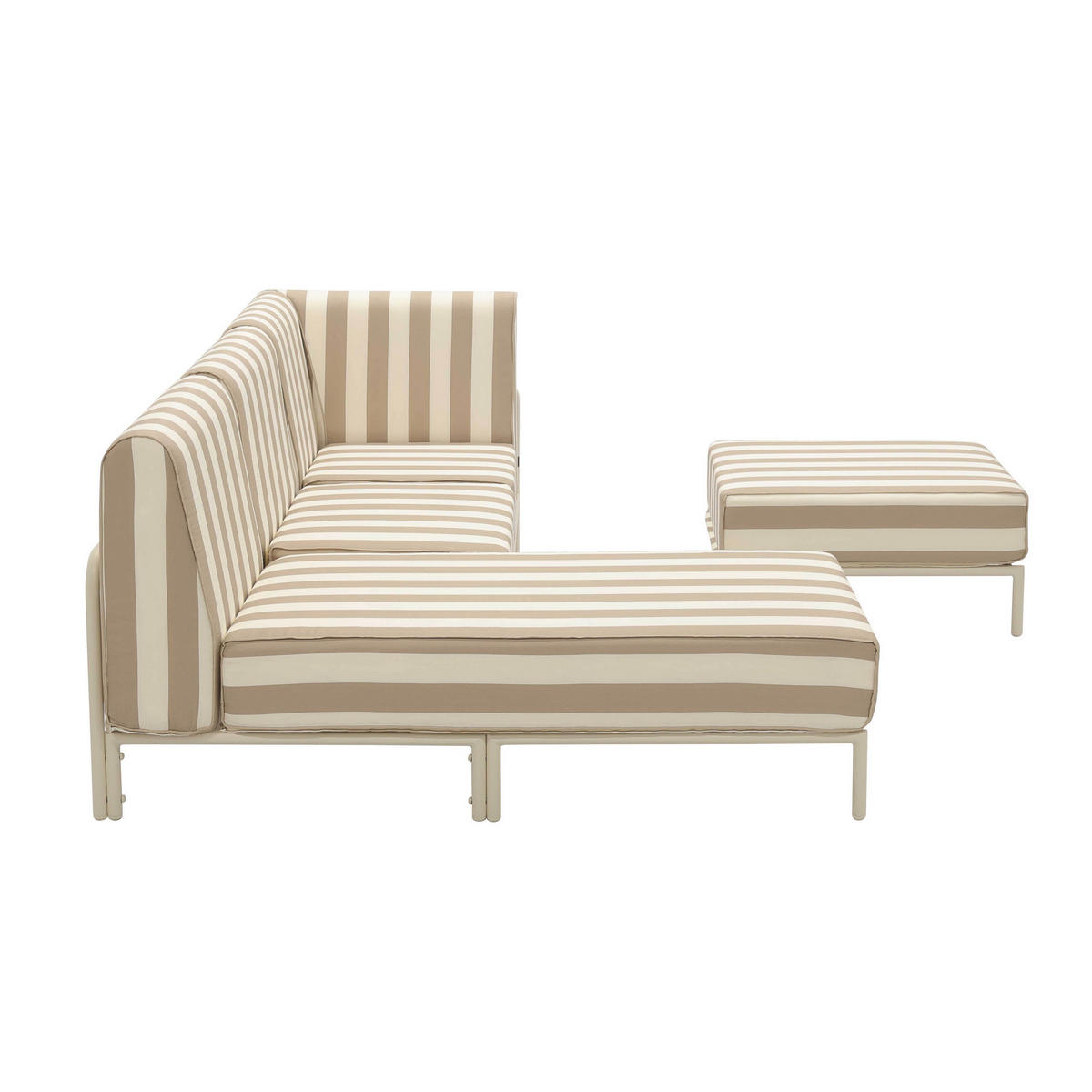 GARTENSOFA mit 4 Sitzplätzen, Beige - Beige, Metall - Oviala