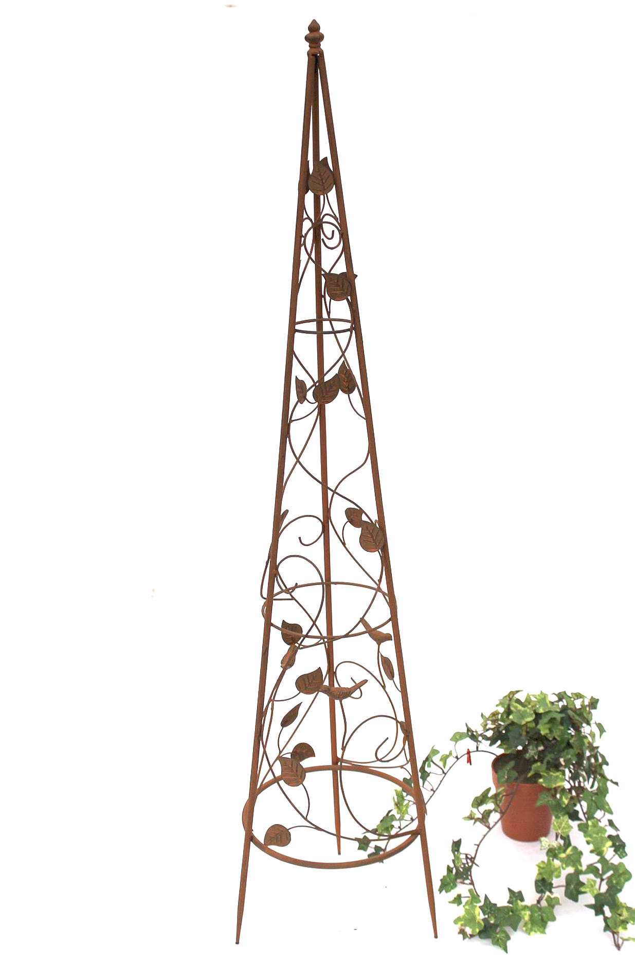 RANKHILFE Pyramide 082547 M aus Metall 118 cm - Braun, Metall (24/118/24cm) - DanDiBo