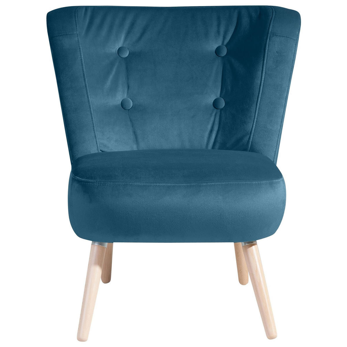 SESSEL Kassi Bezug Samtvelours Buche natur / petrol - Blau, Kunststoff (69/80/68cm) - 58aufmkessel