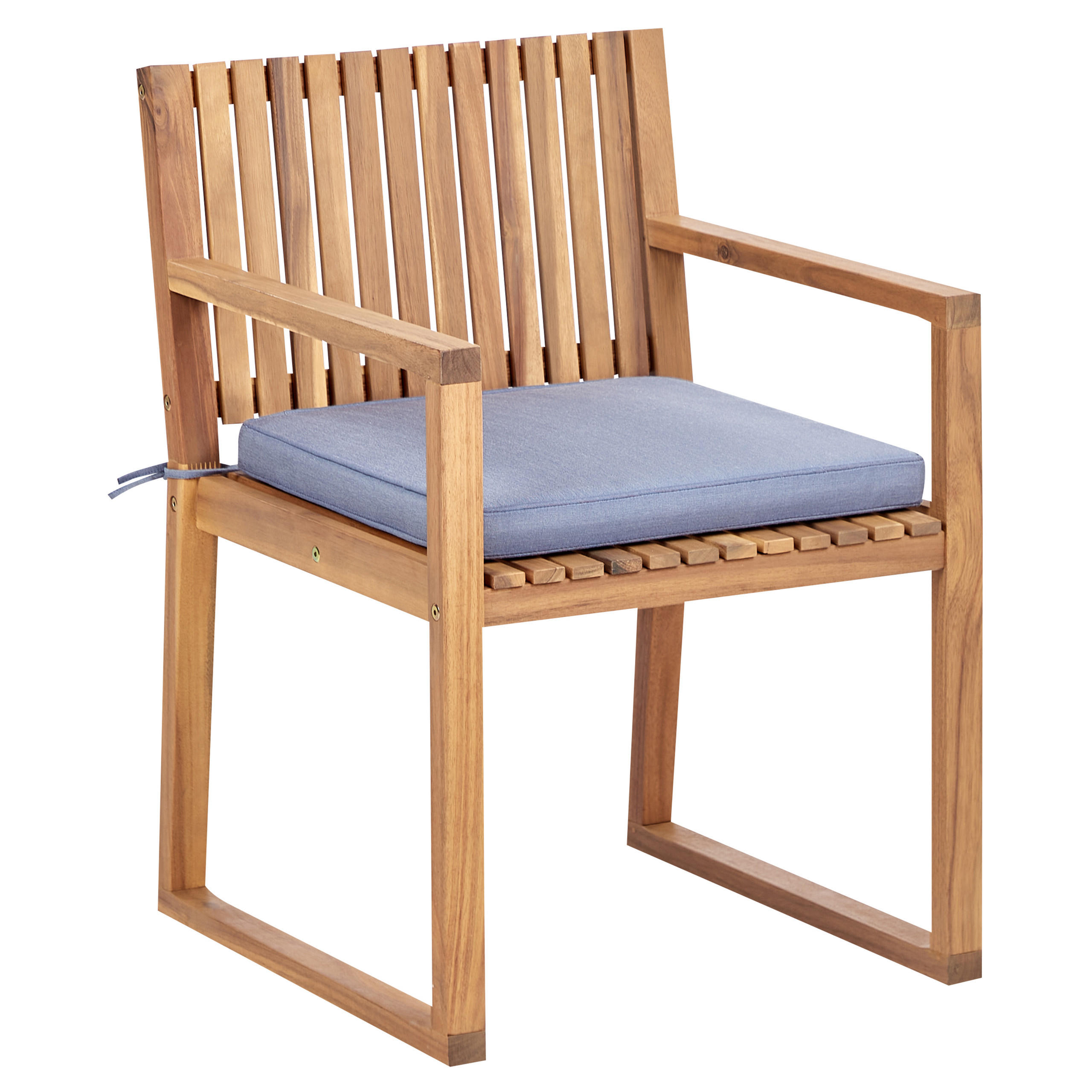 GARTENSTUHL 8er Set Blau Sassari II - Hellbraun/Blau, Holz (54/80/59cm) - Beliani