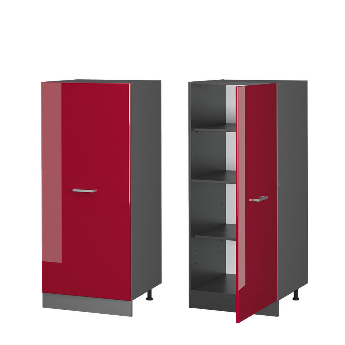 HOCHSCHRANK R-Line Rot Hochglanz 60 cm - Bordeaux/Anthrazit, Holzwerkstoff (60/143/57cm) - Vicco