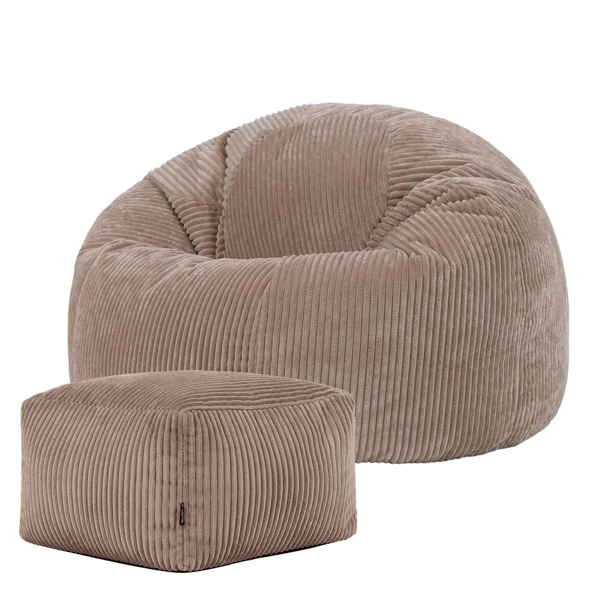 SITZSACK Klassisch + Hocker, Cord - Mokka, Kunststoff/Textil (85/50/85cm) - icon