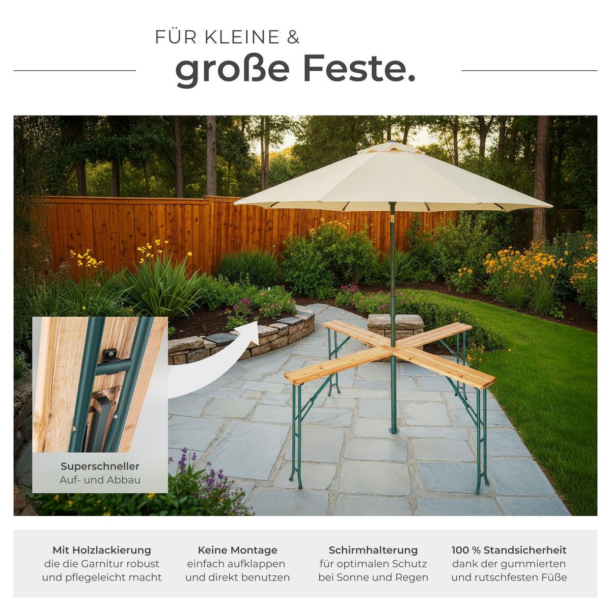 STEHTISCH Quattro,241 x 241 x 103 cm,braun - Braun, Holz - tectake