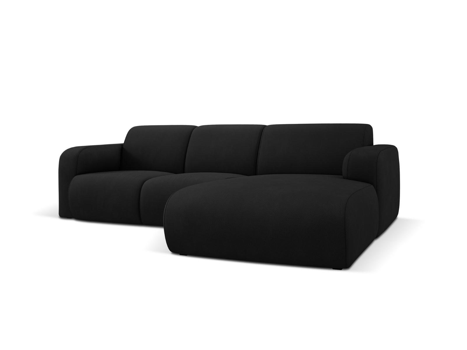 ECKSOFA rechts Molino aus strukturiertem Stoff schwarz 4 Sitzplätze - Schwarz, Textil (170/250cm) - Micadoni