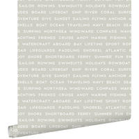 TAPETE maritime Strandtexte 53 cm x 10.05 m - Beige, Papier (53/0.1cm) - ESTAhome