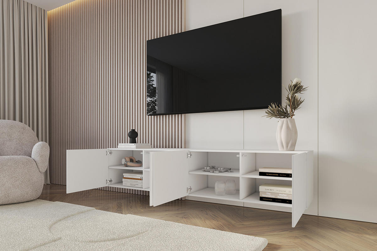 LOWBOARD NOA-2-W 2x100x40x41 cm - Weiß - Weiß, Holzwerkstoff (200/40/41cm) - ALTDECOR