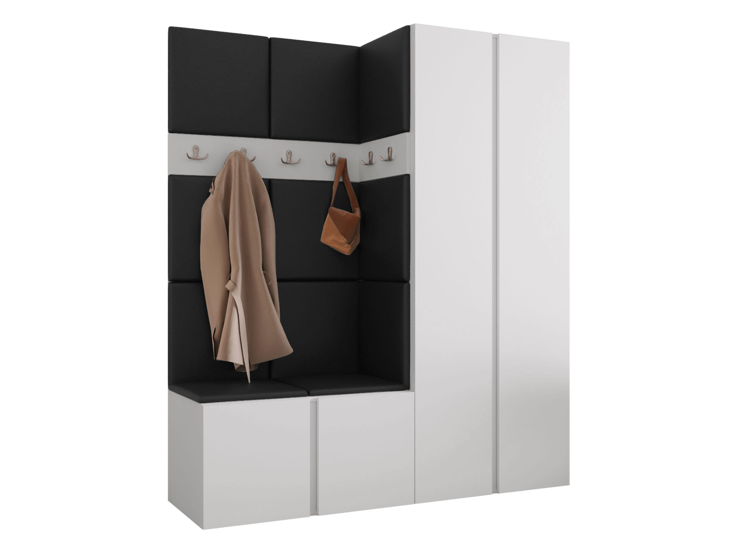 GARDEROBEN-SET Orion III - Schwarz/Weiß, Holzwerkstoff/Kunststoff (158/186/46cm) - MIRJAN24