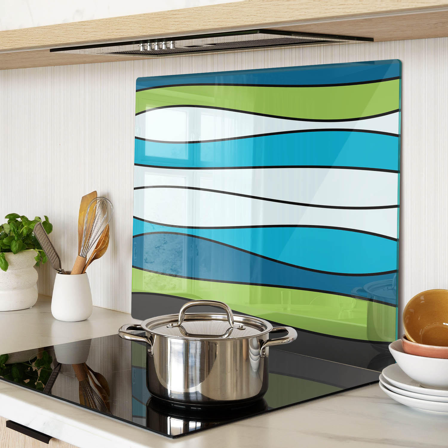 GLASPLATTE 60x52 cm Farbige Streifen - Multicolor, Glas (60/0.4/52cm) - TULUP