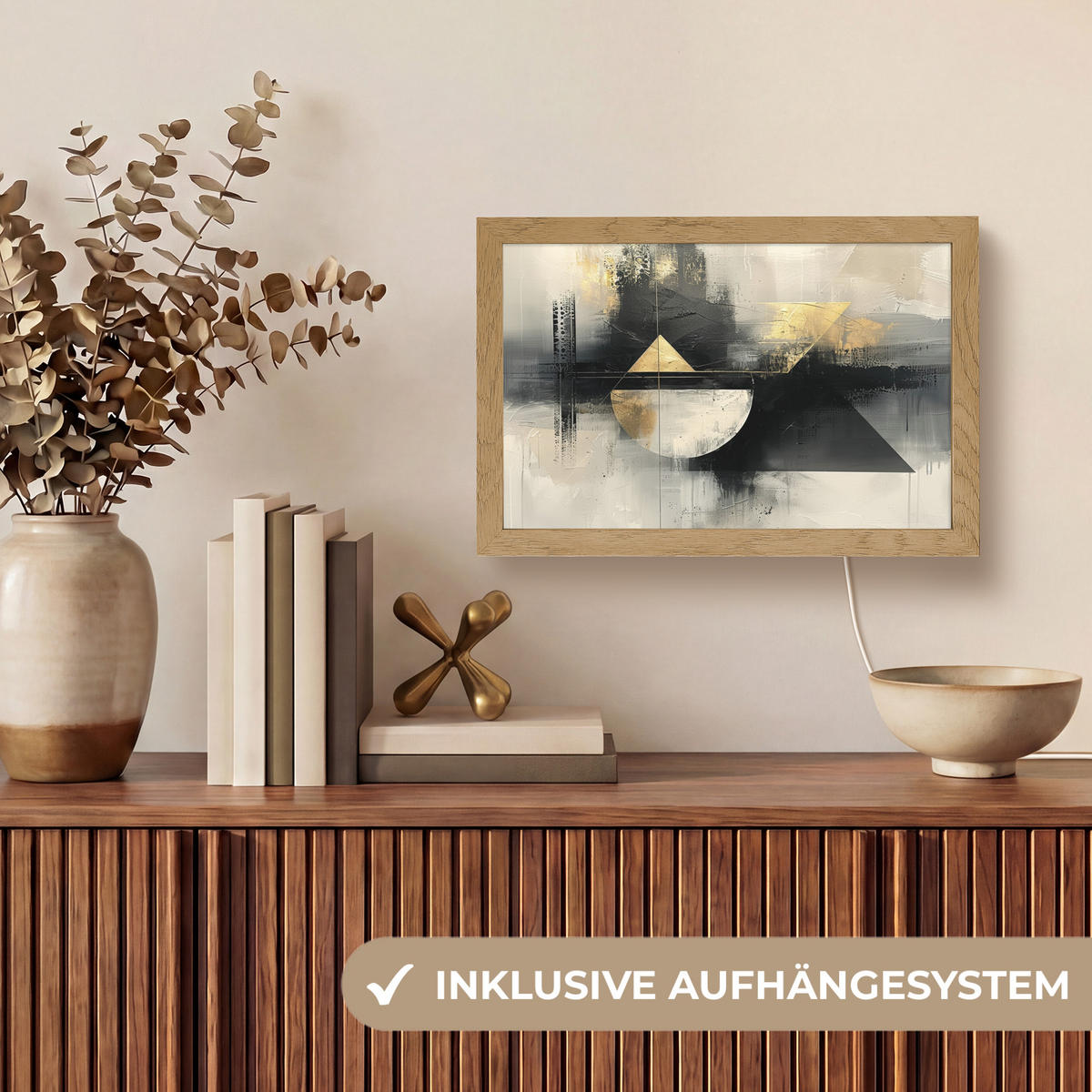 STOLNÍ LAMPA Abstraktní - černá - barva - moderní 30x20 cm - barva břízy, kompozitní dřevo (8/30/20cm) - OnlyWow