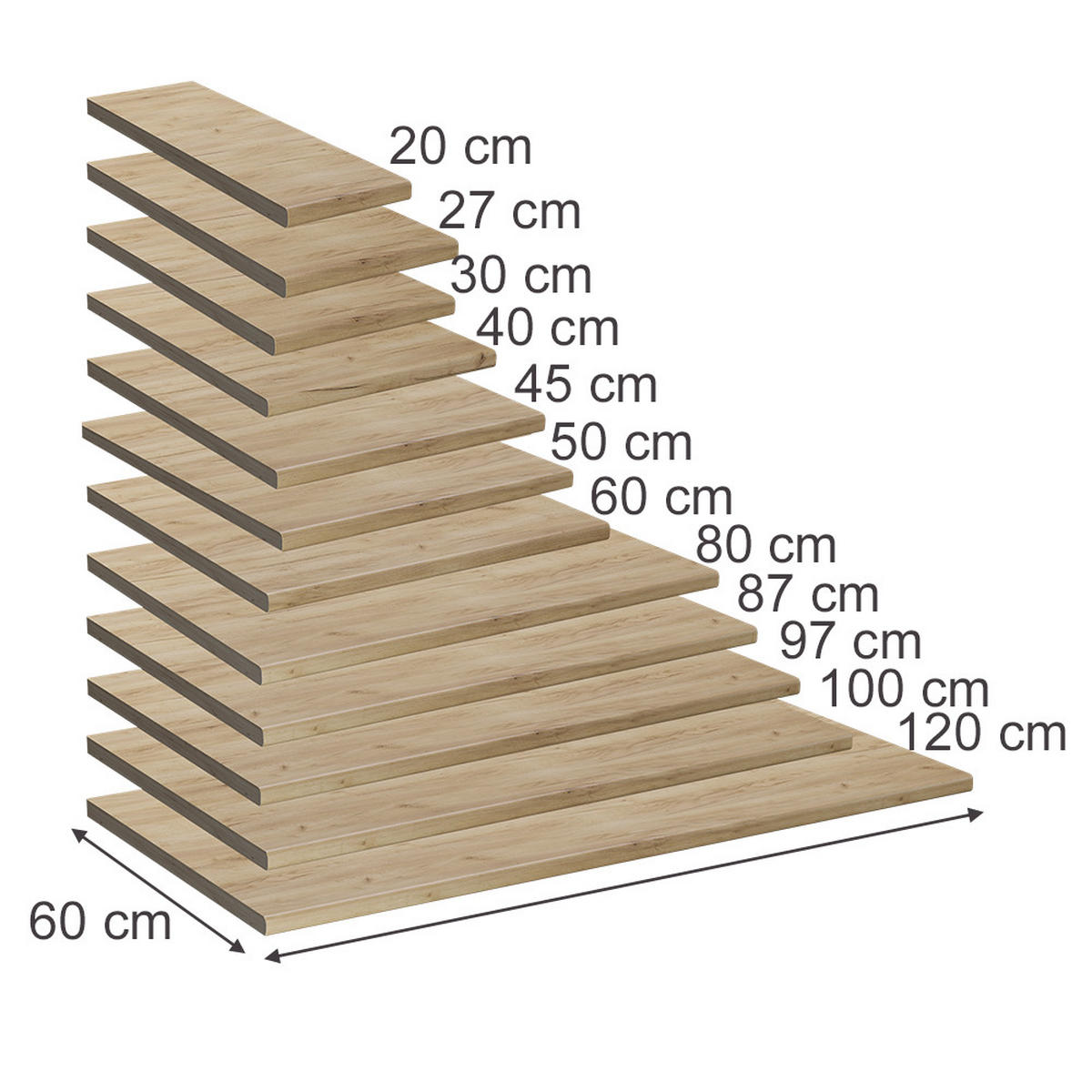 KÜCHENARBEITSPLATTE R-Line Goldkraft Eiche 50 cm - Honigeiche, Holzwerkstoff (50/2.8/60cm) - Vicco