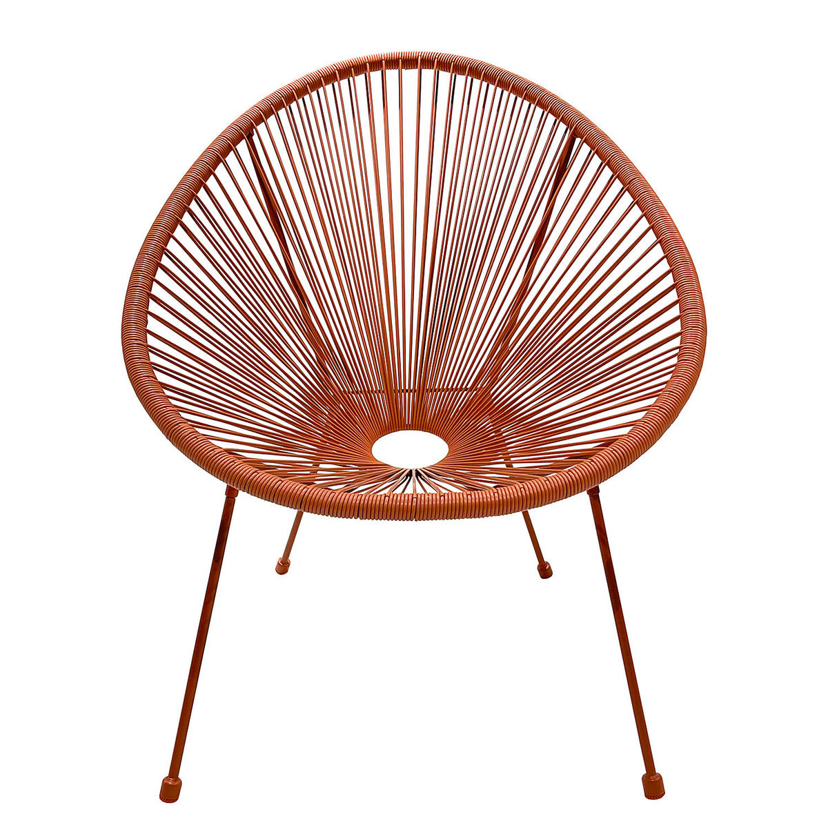 SITZGRUPPE - Stahl / Polyrattan - 3-teilig - Terracotta, Naturmaterialien/Glas - home24