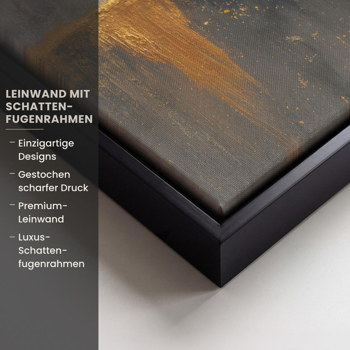 LEINWAND Bilder mit Rahmen - Baum - Blätter - Gold - Abstrakt - 60x80 - Grau, Textil (60/80cm) - MuchoWow