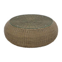 GARTENBEISTELLTISCH - 1 -Sitzer - Harz - naturfarben dunkel - WHITEHEAVEN - Naturfarben, Glas (92/92/35cm) - Vente-Unique