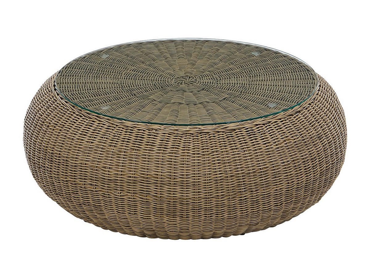 GARTENBEISTELLTISCH - 1 -Sitzer - Harz - naturfarben dunkel - WHITEHEAVEN - Naturfarben, Glas (92/92/35cm) - Vente-Unique