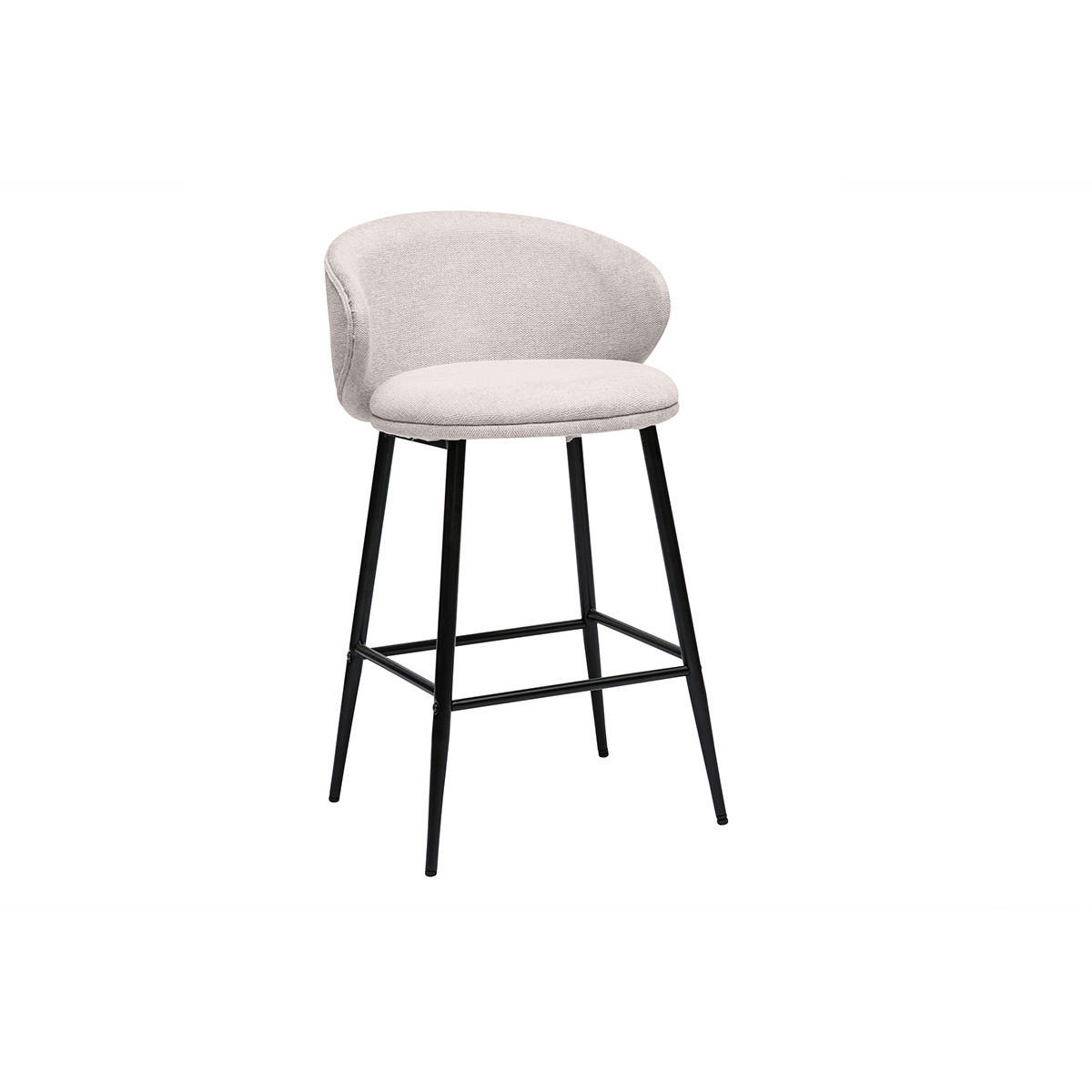 BARHOCKER Texturierter Beigefarbener Samtstoff Schwarzes Metall 2er-Set ROSALIE - Beige, Textil (51/86/48.5cm) - Miliboo