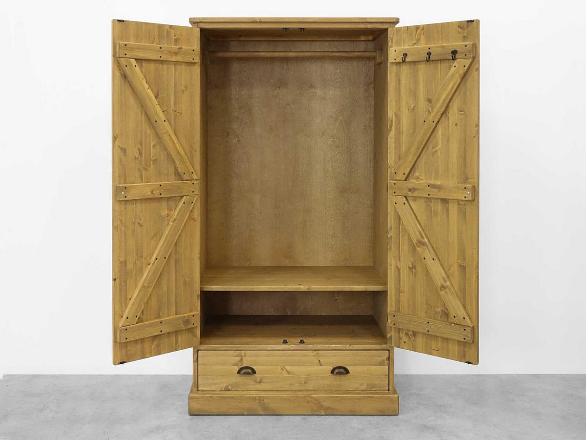 KLEIDERSCHRANK aus Massivholz Dakota - Hellbraun, Holz (105/190/60cm) - Seart