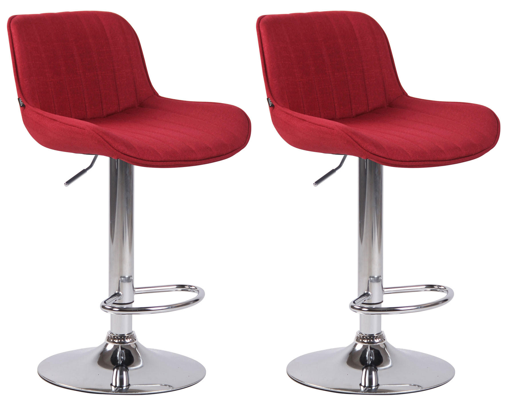 BARHOCKER 2er Set Stoff rot - Chromfarben/Rot, Textil/Metall (50/86/50cm) - CLP