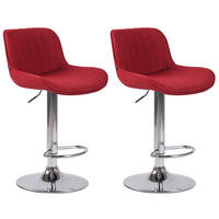 BARHOCKER 2er Set Stoff rot - Chromfarben/Rot, Textil/Metall (50/86/50cm) - CLP