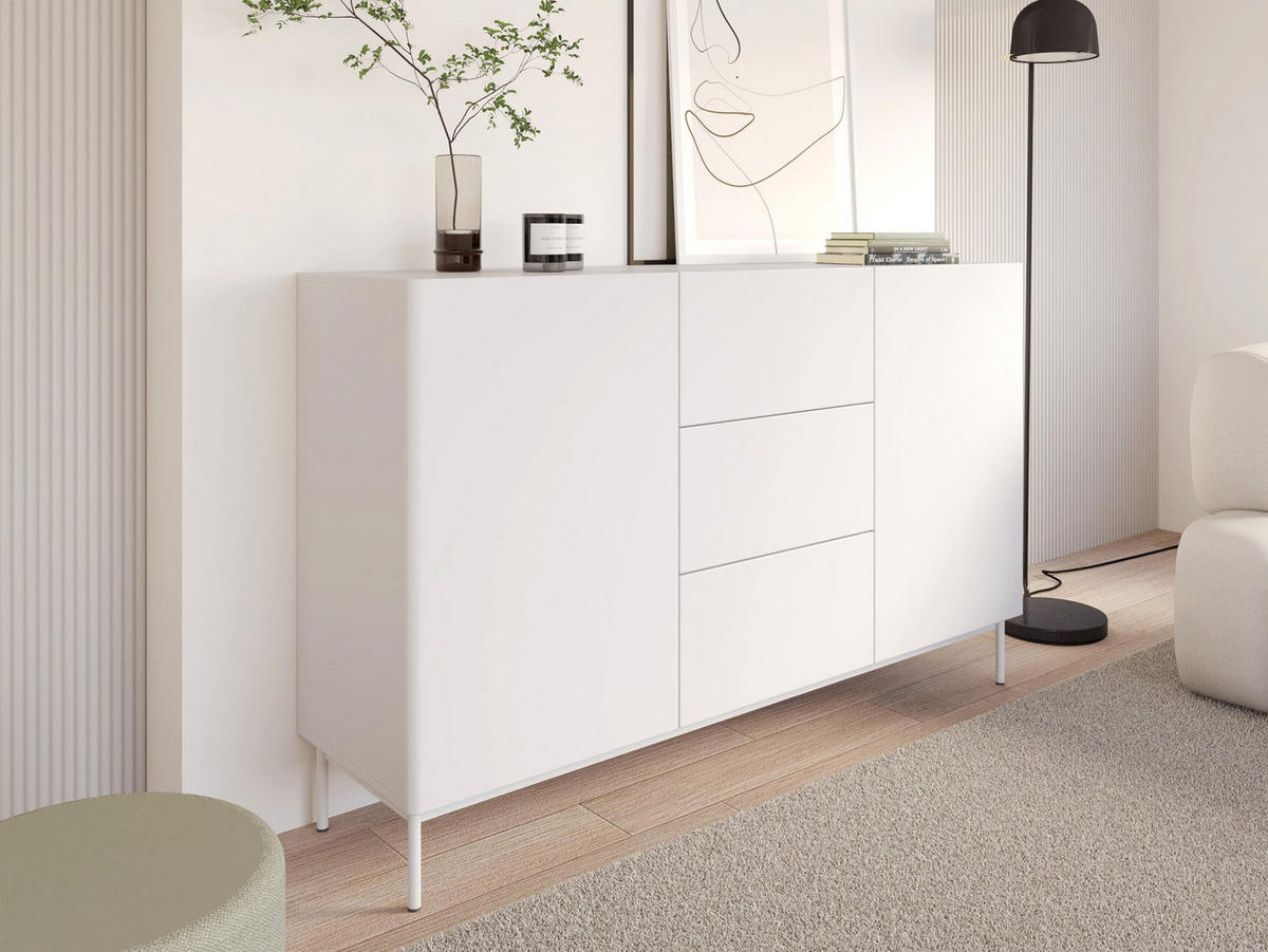 KOMODA Olio 2-dverová 160 cm - biela, kov/kompozitné drevo (160/90/38.6cm) - Selsey