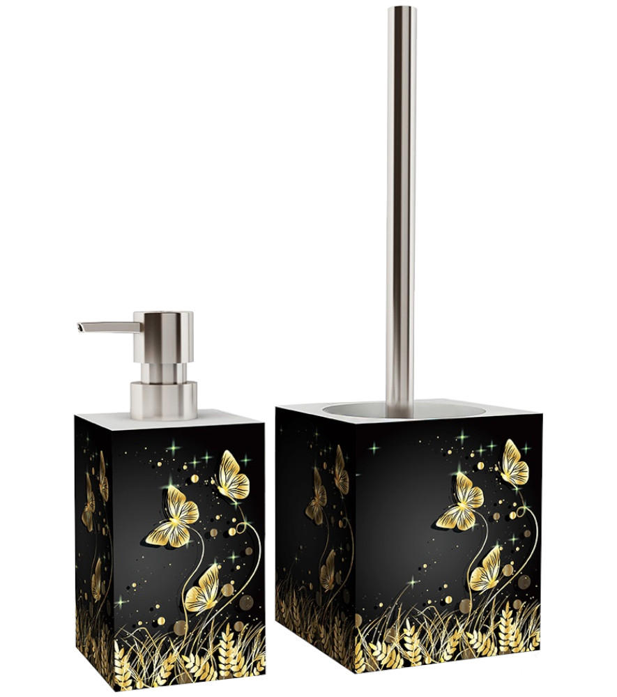 BADEZIMMER Set Silhouette - Schwarz, Kunststoff (7/17/7cm) - Sanilo