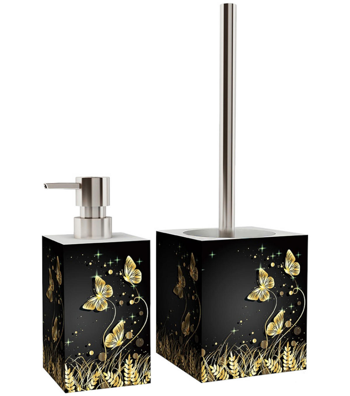 BADEZIMMER Set Silhouette - Schwarz, Kunststoff (7/17/7cm) - Sanilo