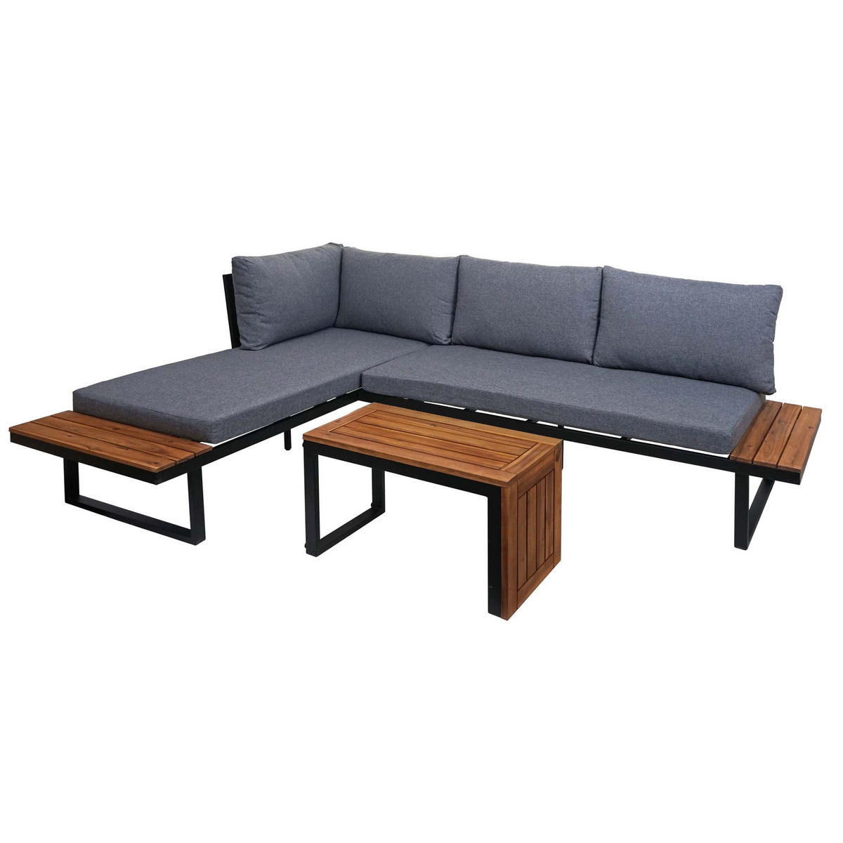 GARTEN GARNITUR 3ER-SET Braun, Grau - Braun/Grau, Holz - MCW