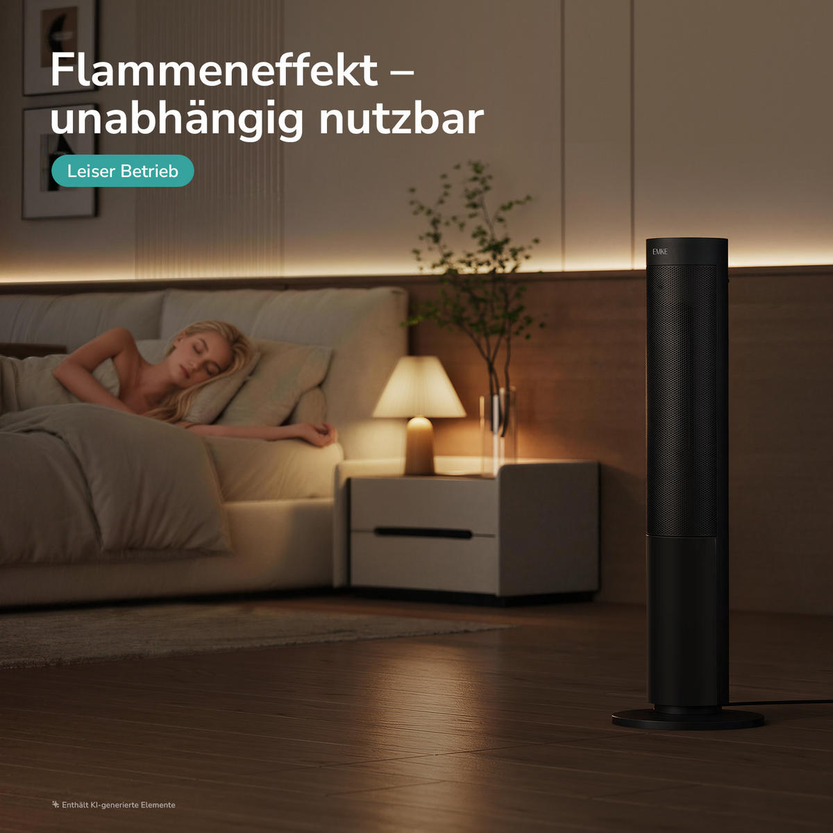 HEIZLÜFTER 83 x 26 cm, LED-Anzeige, Fernbedienung, Schwarz matt - Schwarz, Kunststoff (26/26cm) - EMKE