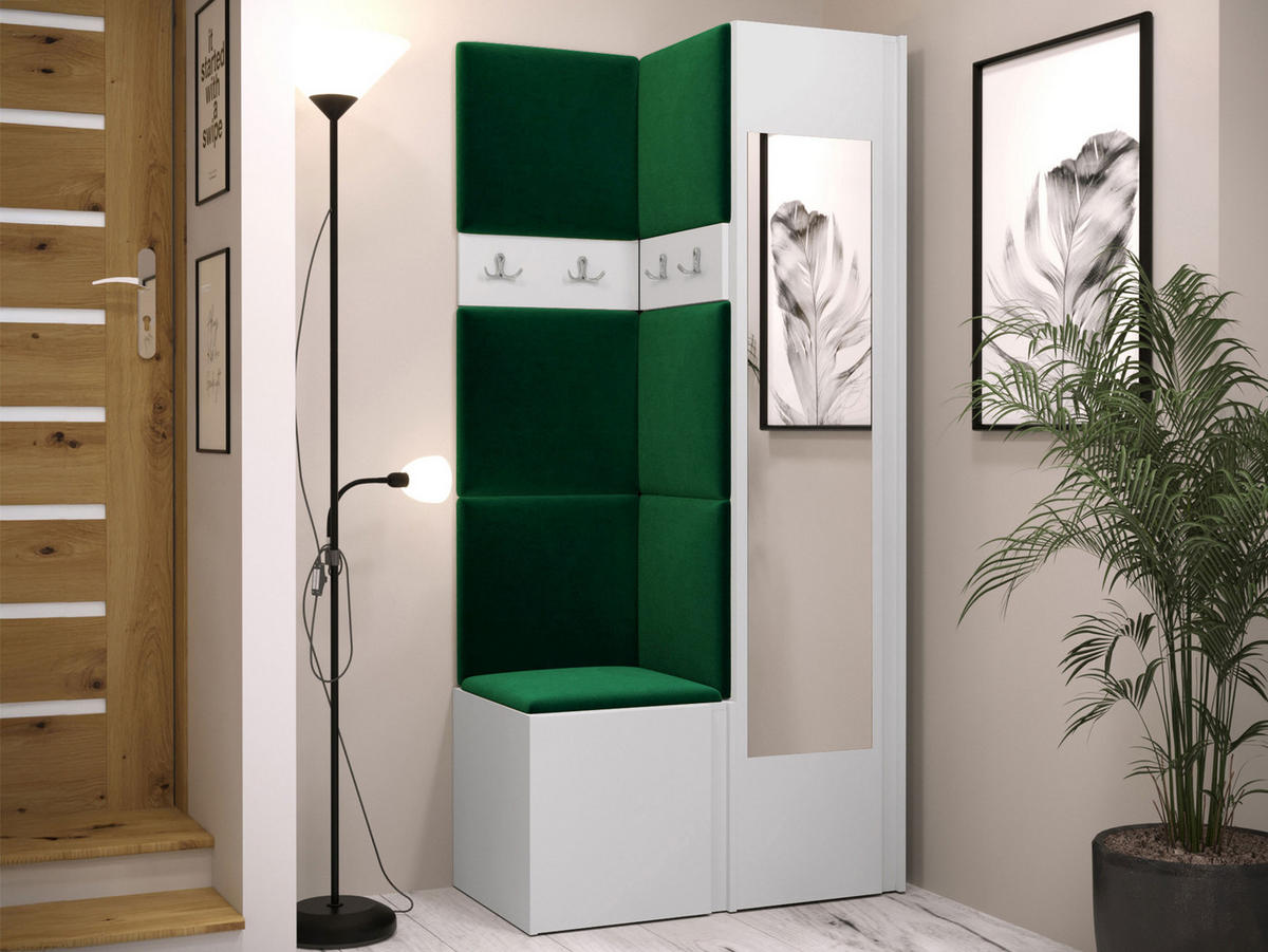 GARDEROBEN-SET Orion XXV - Weiß/Grün, Holzwerkstoff/Kunststoff (82/186/46cm) - MIRJAN24