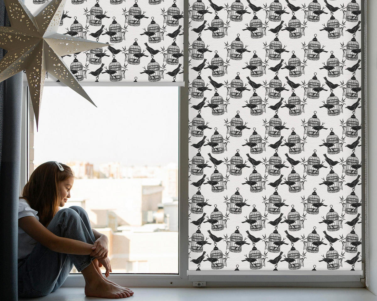 VNÚTORNÁ roleta - okenná roleta - roleta - 100x100 cm - Čierne havrany - čierna, plast (100/100/0.5cm) - TULUP