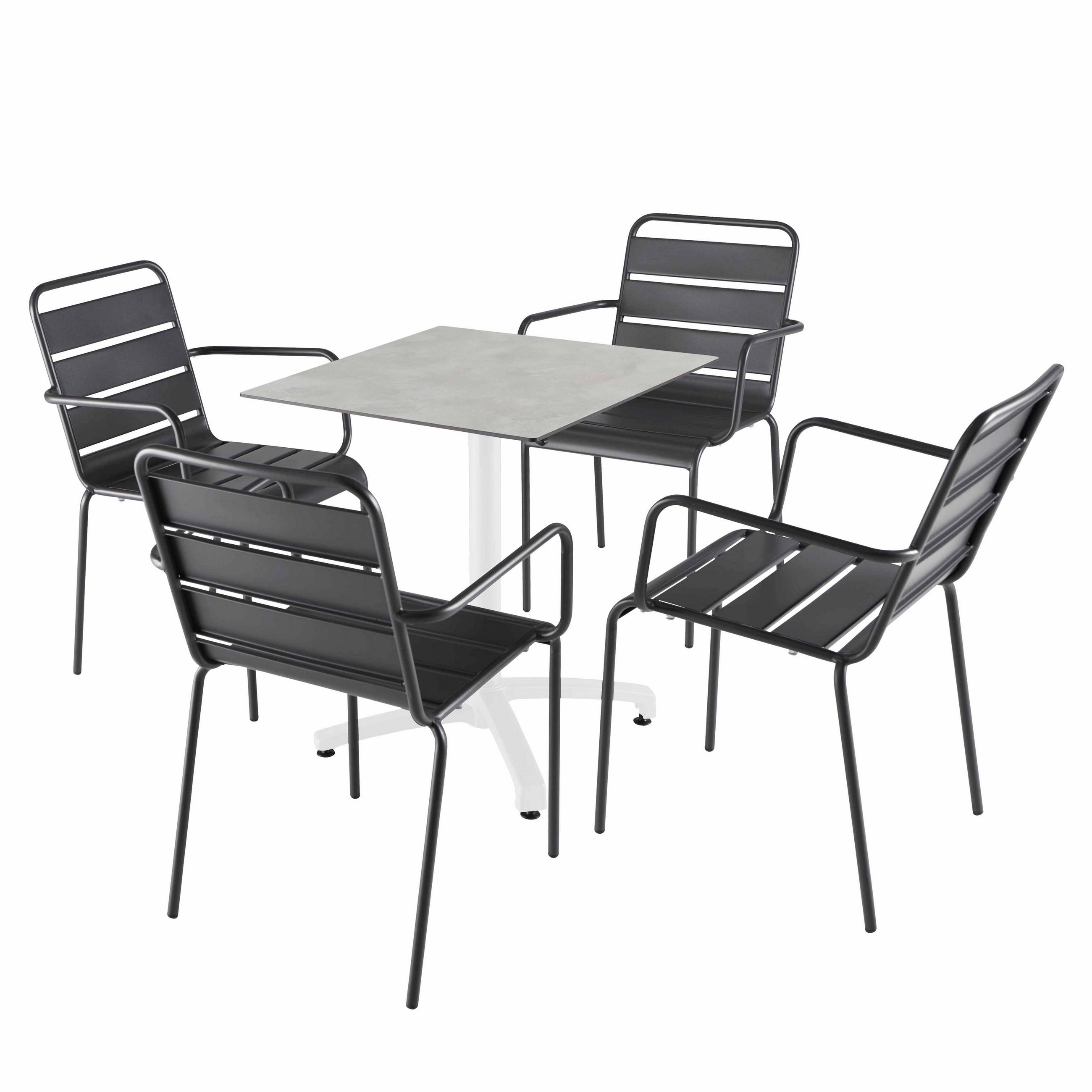 GARTENSET 5-tlg., Grau - Grau, Metall - Oviala