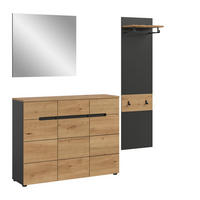 GARDEROBEN-SET CANU3-tlg. (B/H/T: ca. 180/190/37 cm) in Basalt grau/Artisan Nachbildung - Grau, Holzwerkstoff (180/190/37cm)