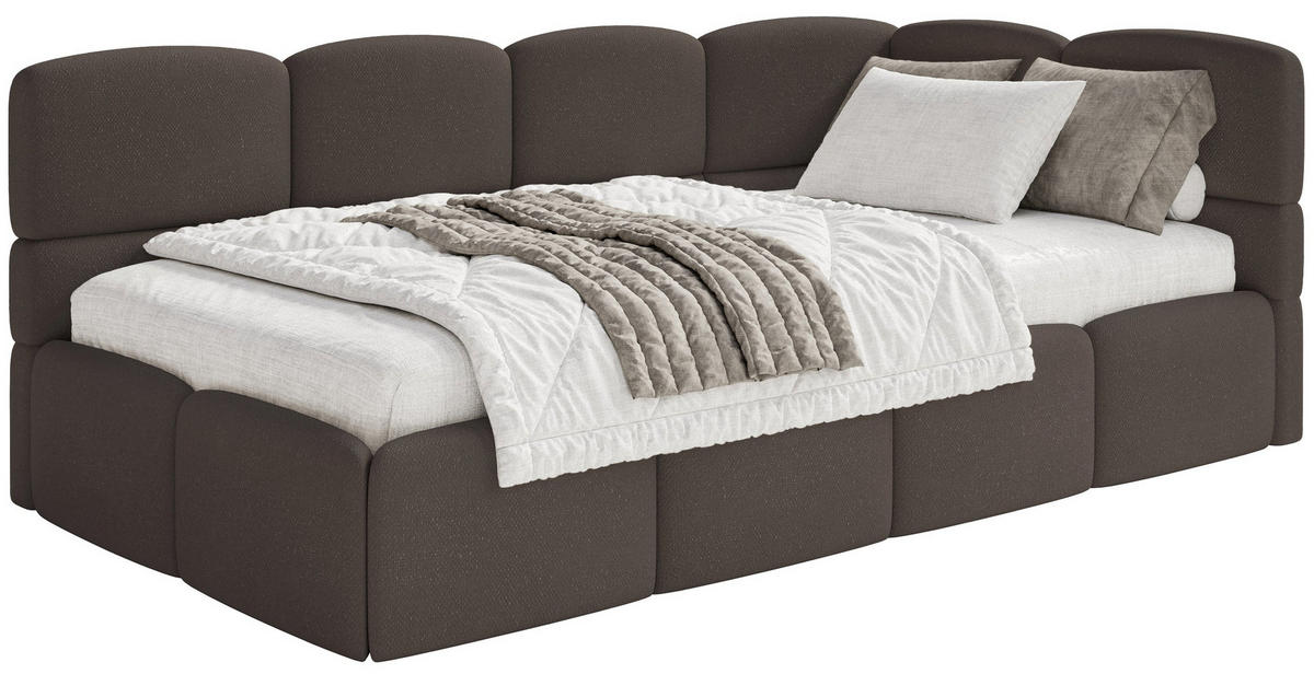 JUGENDBETT Cloudy Braun 120 cm, Chenille - Schwarz/Braun, Kunststoff/Textil (120/200cm) - Selsey