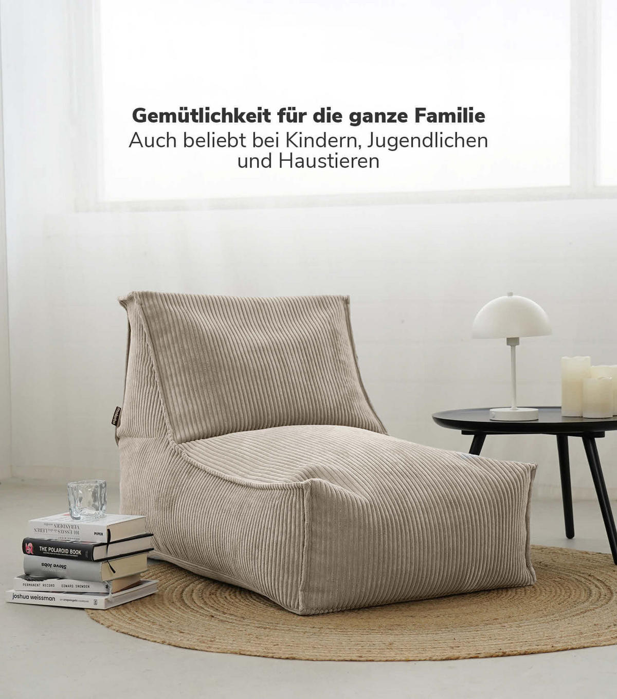 SITZSACK Cord Der Gelassene - Beige, Textil (100/65/65cm) - Mokebo