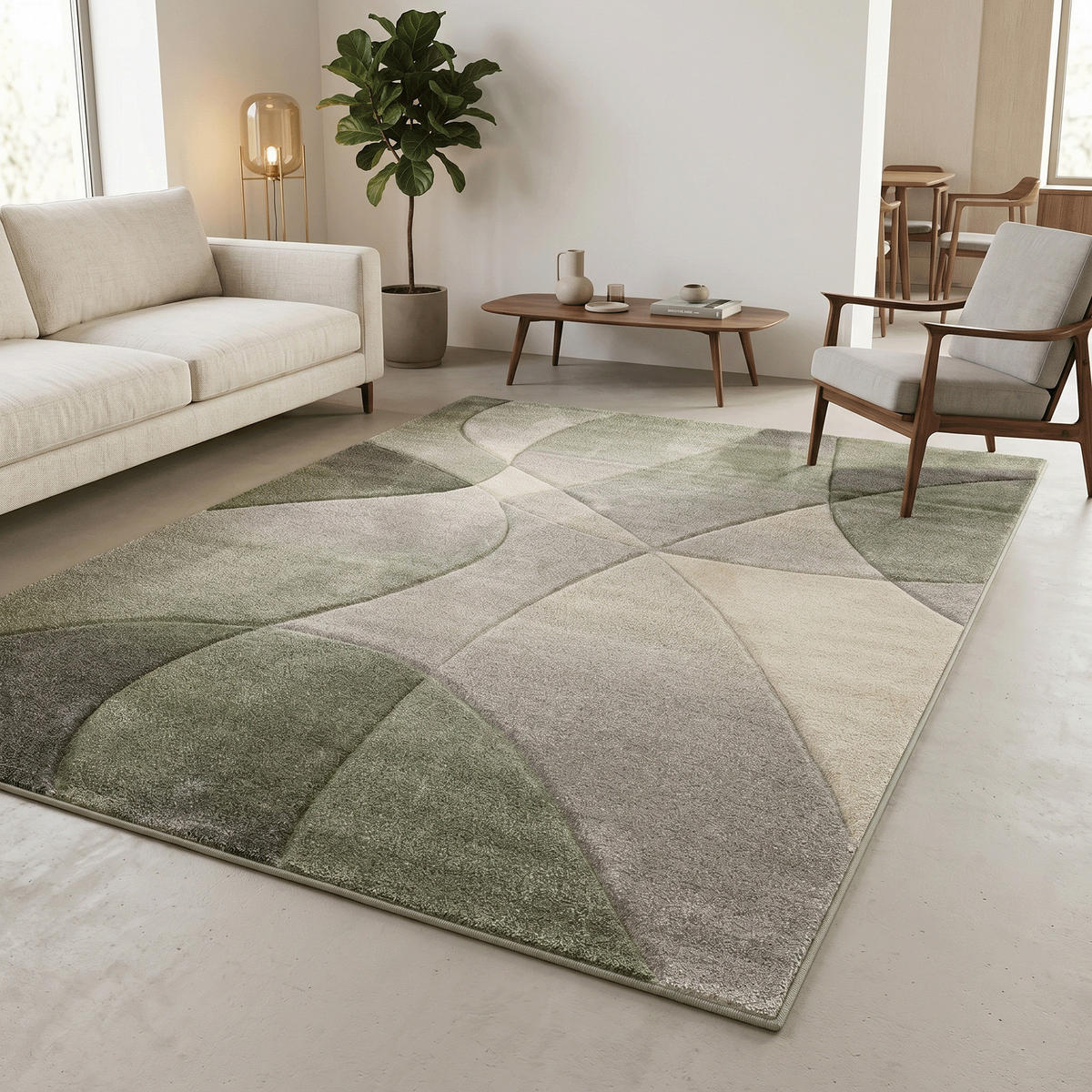 DESIGNER TEPPICH MAUI MODERN - Grün, Textil (120/170cm) - Pergamon