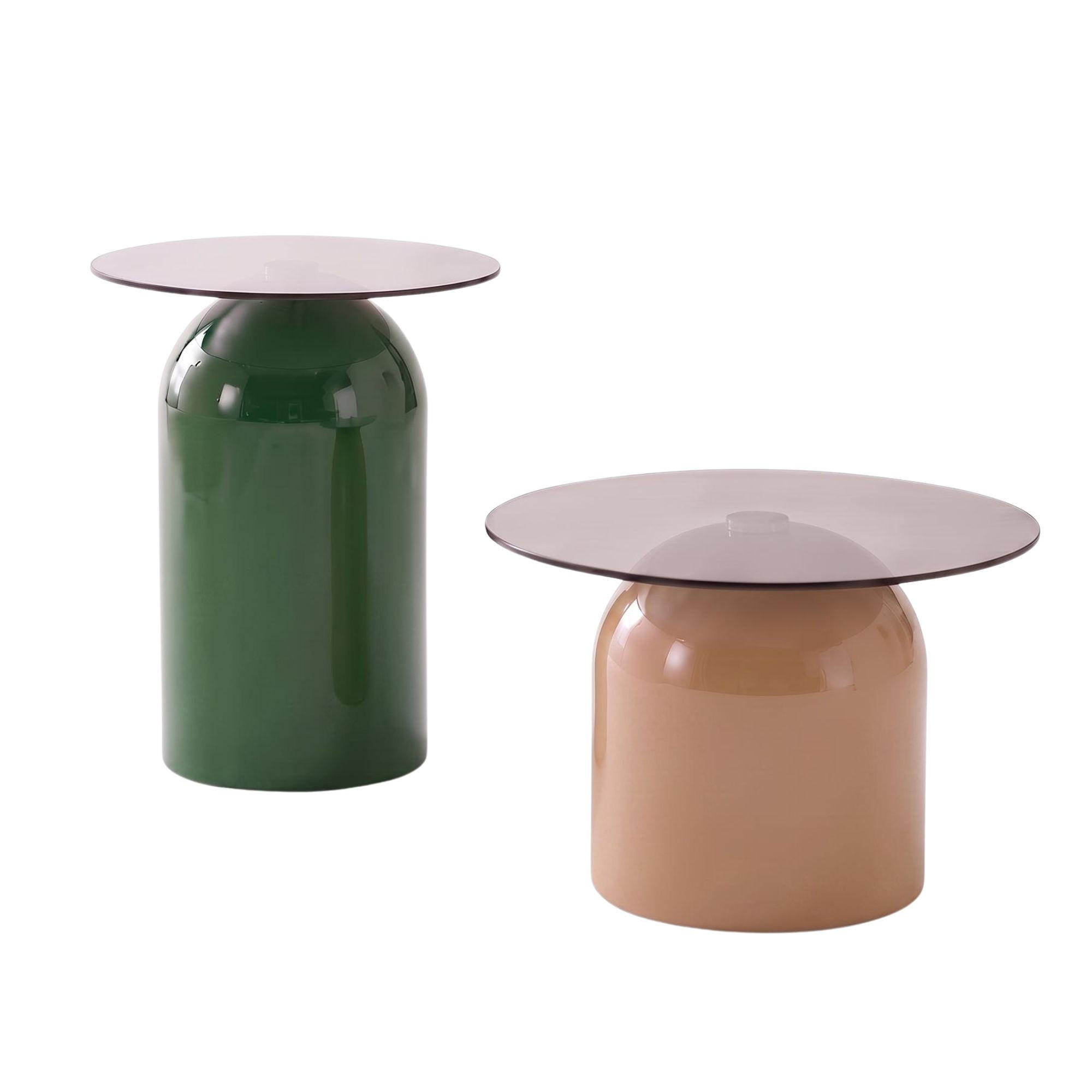 KONFERENČNÍ STOLEK sada 2 ks se skleněnou deskou, zelený a světle hnědý - černá, kov (50/50/38cm) - Urban Meuble