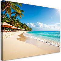 LEINWANDBILD Strand Meereslandschaft 120x80cm - Blau, Textil (120/80cm) - Feeby