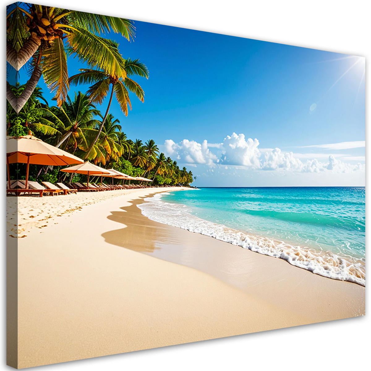 LEINWANDBILD Strand Meereslandschaft 120x80cm - Blau, Textil (120/80cm) - Feeby