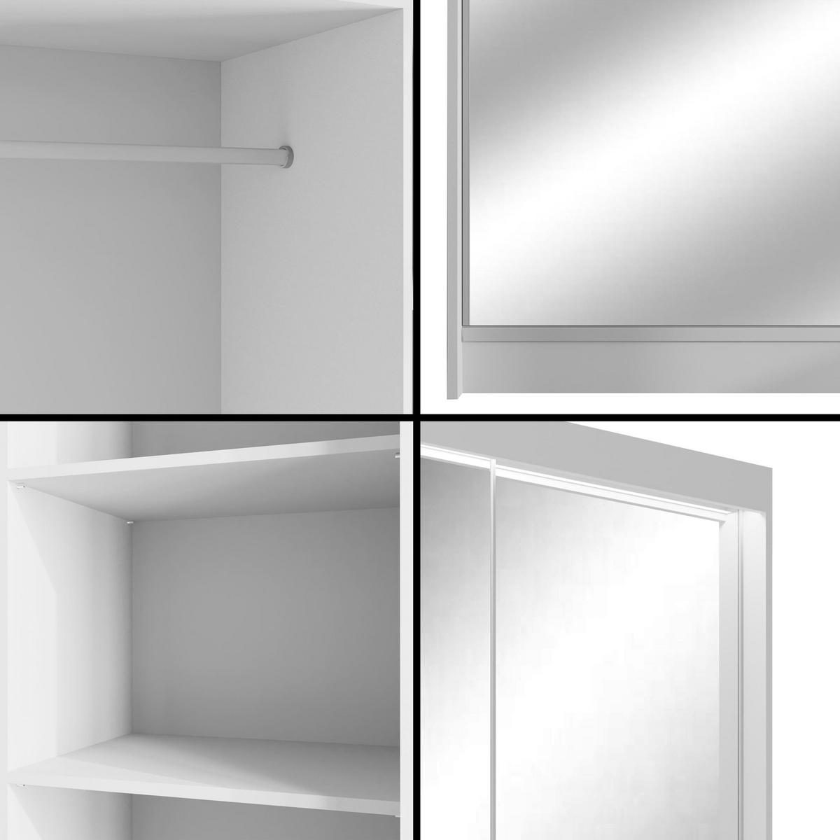KLEIDERSCHRANK AMOHA mit LED - 120 cm - Weiß - Weiß, Holzwerkstoff (120/215/61cm) - ALTDECOR