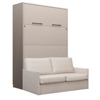 SCHRANKBETT Wandbett GN 140x200 congo mit LED & Sofa - Beige - Beige/Grau, Holz/Holzwerkstoff (140/200cm) - QMM TraumMöbel