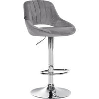BARHOCKER Milos Samt chrom dunkelgrau - Chromfarben/Grau, Textil/Metall (47/106/48cm) - TPFLiving