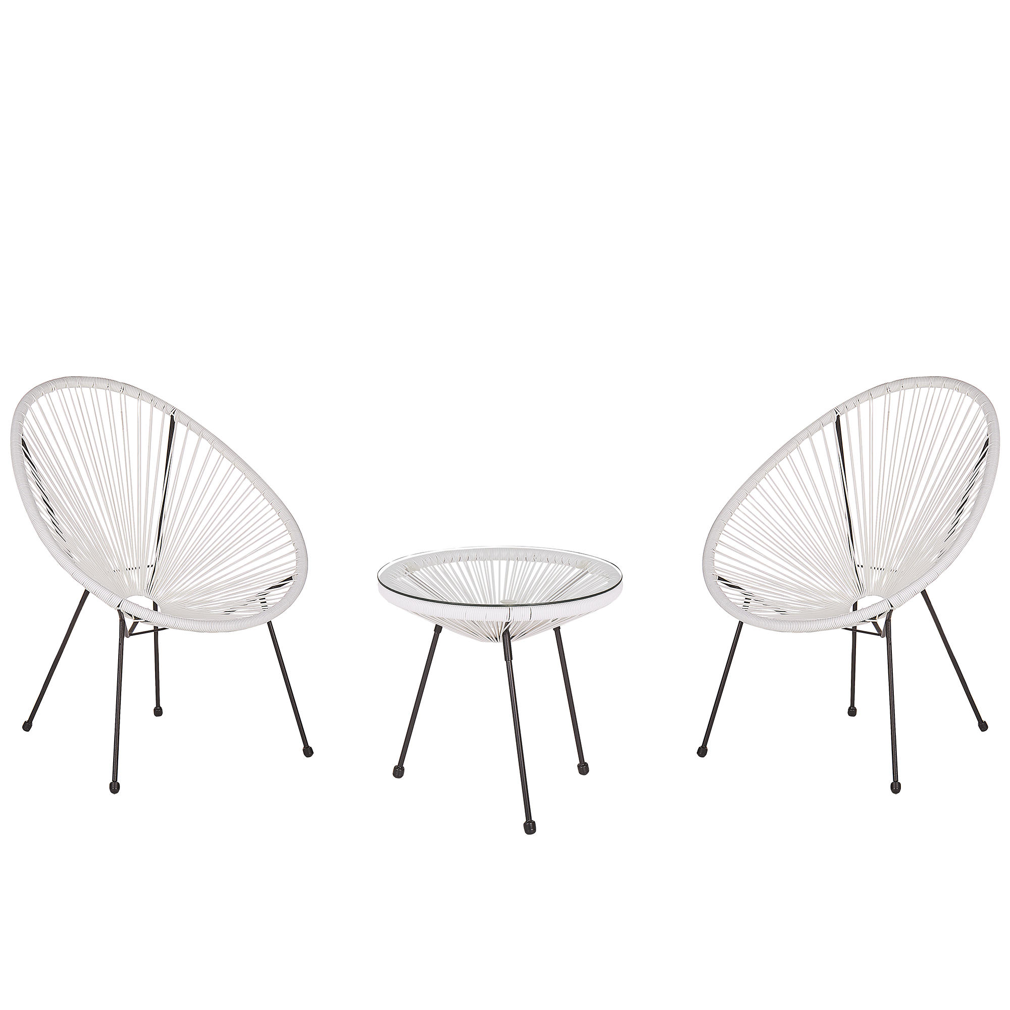 BALKONSET 2-Sitzer Rattan weiß Acapulco II - Schwarz/Weiß, Kunststoff - Beliani
