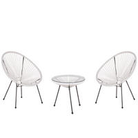 BALKONSET 2-Sitzer Rattan weiß Acapulco II - Schwarz/Weiß, Kunststoff - Beliani
