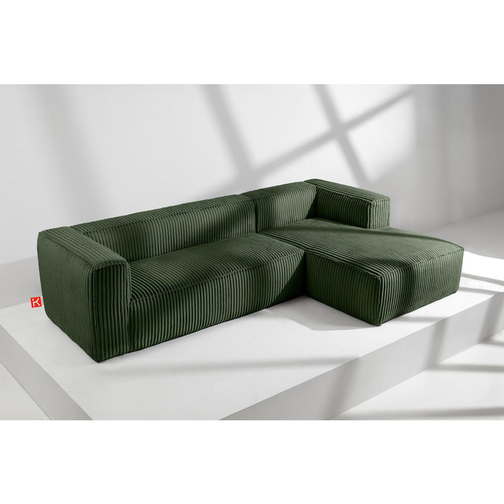 Thumbnail - Konsimo® Ecksofa-Rechts, Dunkelgrün, Textil, L-Form,L-Form, 305x175 cm, Wohnzimmer, Sofas & Couches, Wohnlandschaften, E...