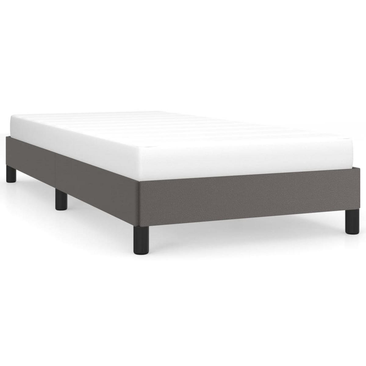 BETTGESTELL Grau 90x200 cm Kunstleder - Grau, Textil (90/200cm) - furnicato