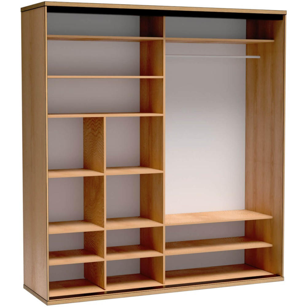 SCHIEBETÜRENSCHRANK Fun mit 2 Türen und Spiegel - Eichefarben, Holzwerkstoff (200/217/60cm) - Beautysofa