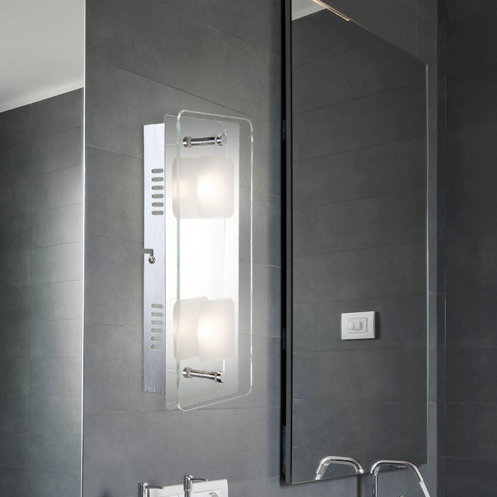 LED WANDLEUCHTE Metall Chrom Silber - Silberfarben, Glas (12/6.2/28cm) - Globo Lighting