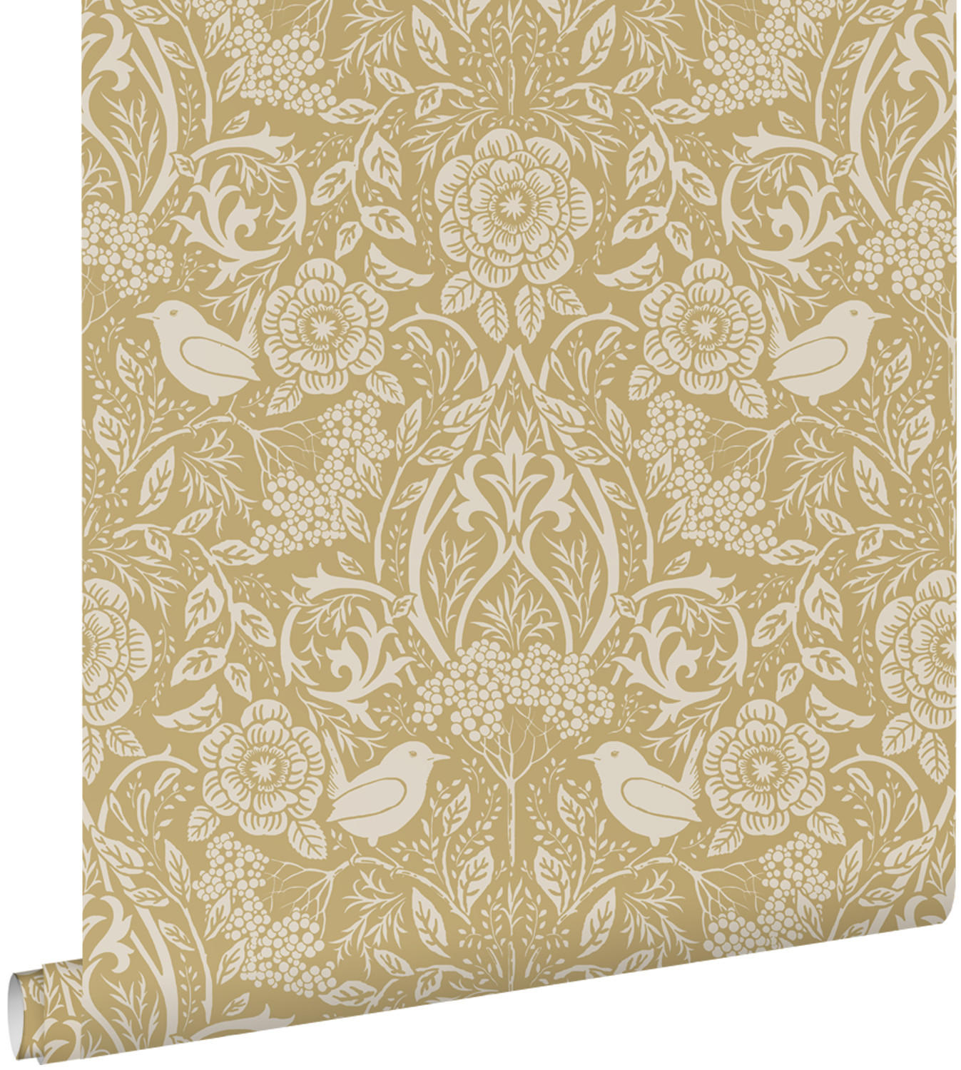 TAPETE Blumen und Vögel im Jugendstil 50 x 900 cm - Gelb, Papier (50/900cm) - ESTAhome