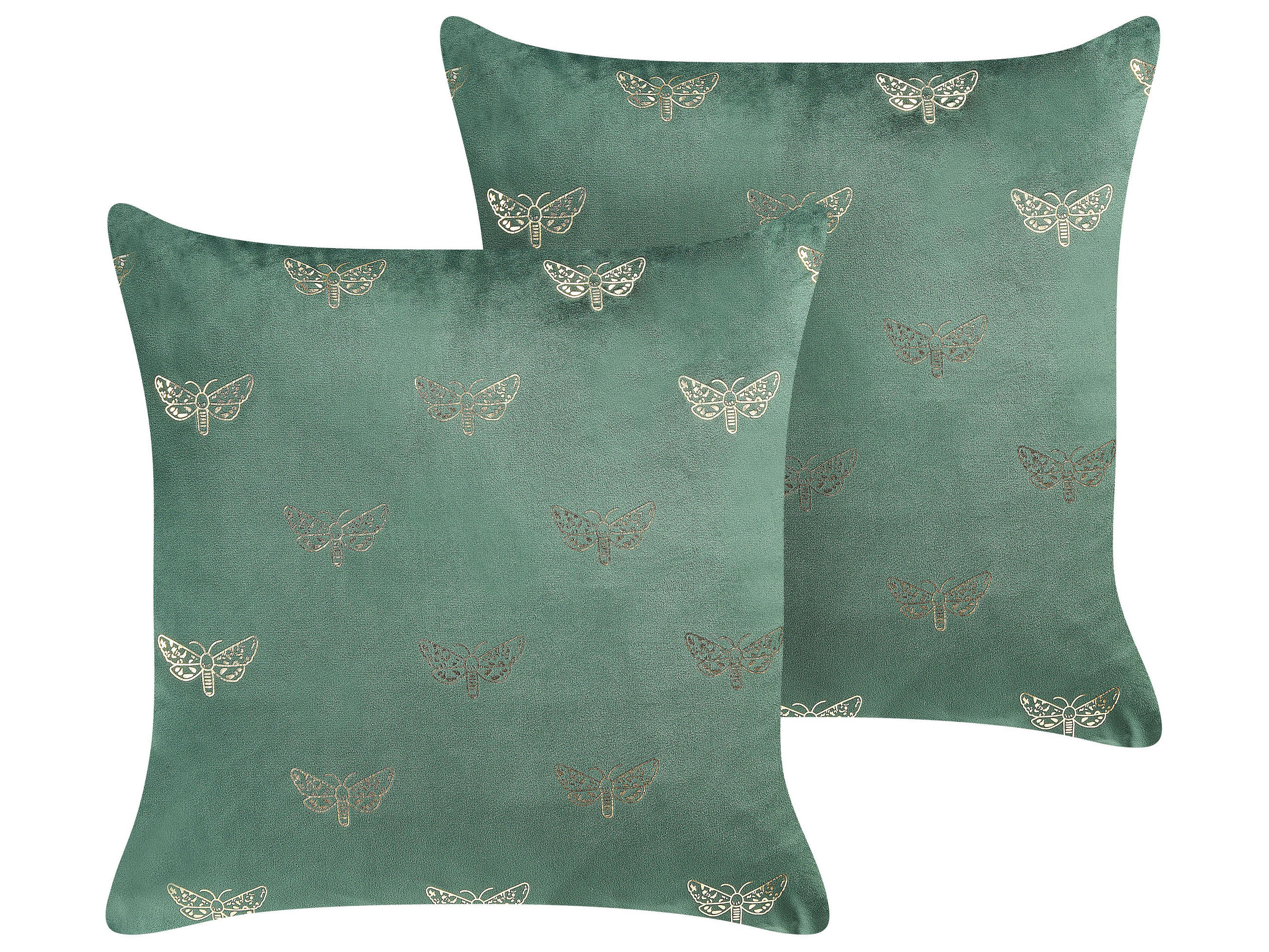 DEKOKISSEN 2er-Set Smaragdgrün 45/45 cm Yuzuri - Smaragdgrün, Textil (45/45cm) - Beliani