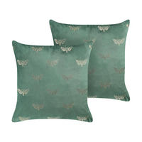 DEKOKISSEN 2er-Set Smaragdgrün 45/45 cm Yuzuri - Smaragdgrün, Textil (45/45cm) - Beliani