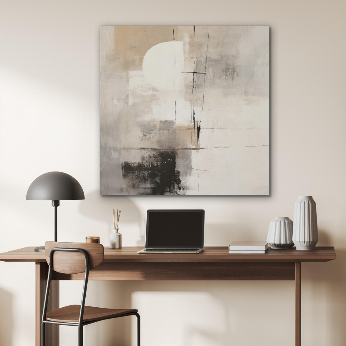 AKUSTIKPANEEL Abstrakt - Kunst - Grau 90x90 cm - Hellgrau, Textil (90/0.9/90cm) - MuchoWow
